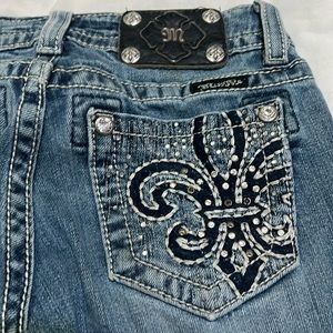 Bedazzled Fleur De Lis MissMe Bootcut jeans